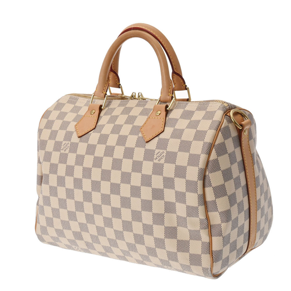 Louis Vuitton White Speedy Handbag Damier White Bandoulire Azur White